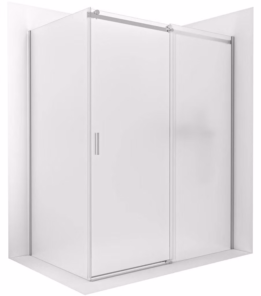 Cabina doccia Santoro - angolo destro - vetro da 6 mm - cromo, vetro satinato - 110x80 cm - scorrevole