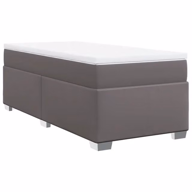 Letto singolo | Letto per adulti | Giroletto a Molle con Materasso Grgio 80x200 cm in Similpelle