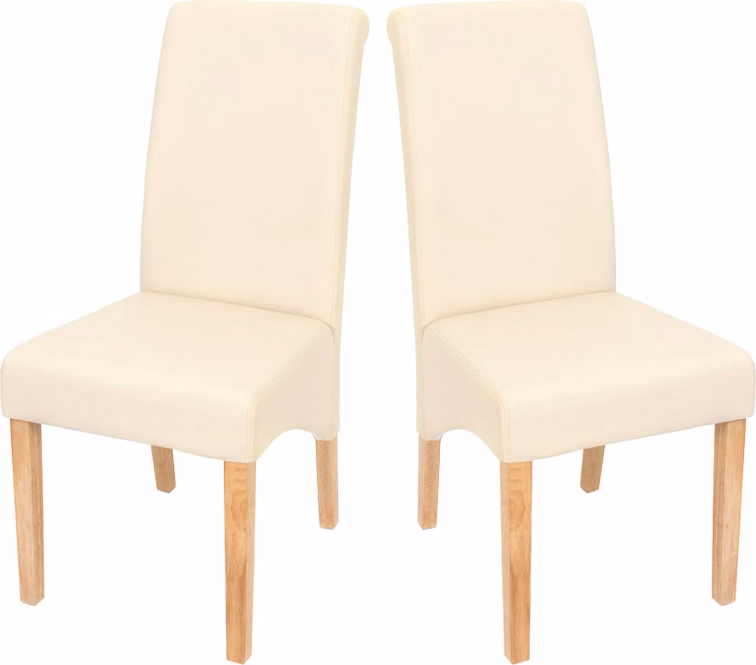 Set da 2 sedie da pranzo Cesena ~ Pelle finta opaca, color crema, gambe chiare