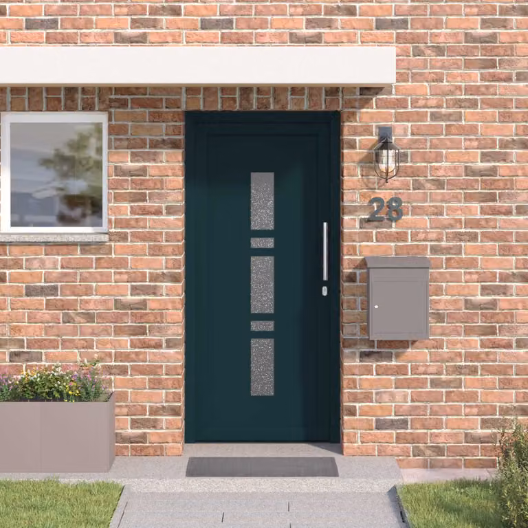 Porta frontale moderna vidaXL in PVC e vetro, colore antracite, L: 88 cm, H: 200 cm