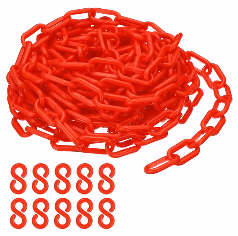 Catena in plastica, lunghezza 25 metri, colore rosso, diametro 6 mm, ideale per delimitazioni e deviazioni del traffico
