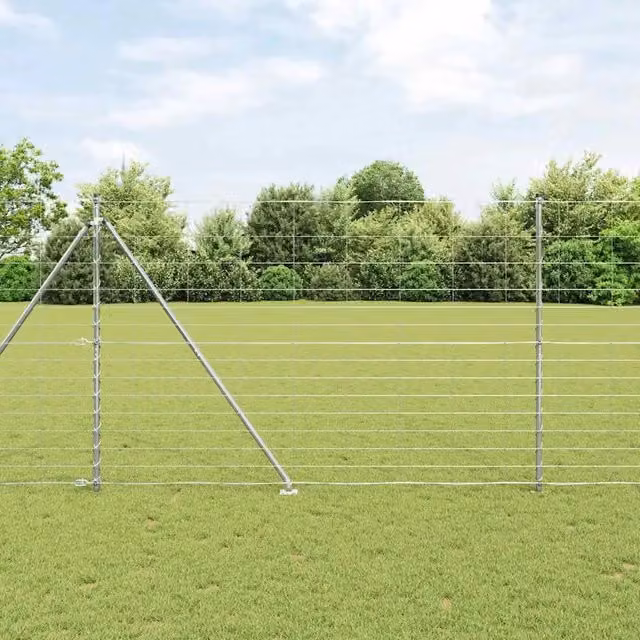 Recinzione in rete saldata con punte vidaXL in acciaio zincato argento, L: 25 m, H: 1,6 m