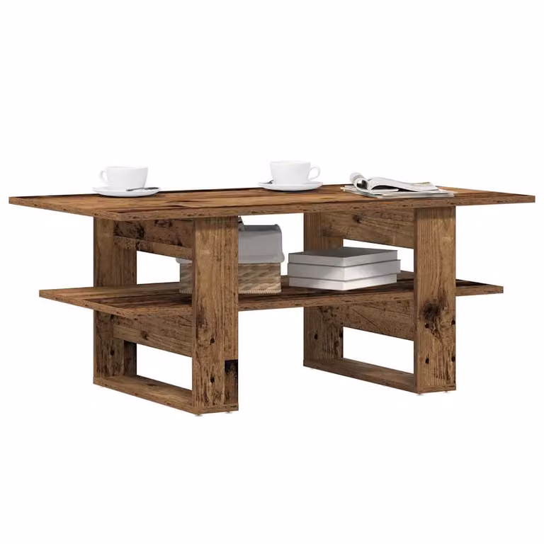 vidaXL Tavolino da Salotto in Legno Antico Marrone L: 102 cm, P: 55 cm, H: 42 cm