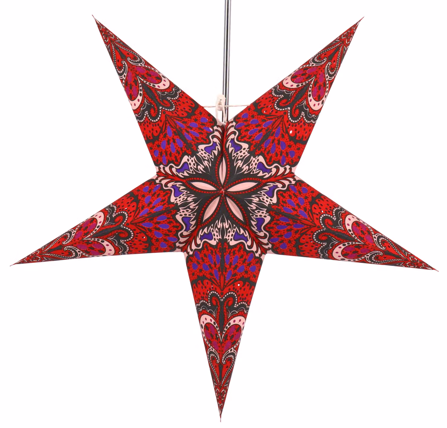 Stella pieghevole di carta illuminata dell'Avvento, stella di Natale 60 cm - Nestor rosso/viola, decorazione della finestra a stella, 7 punti
