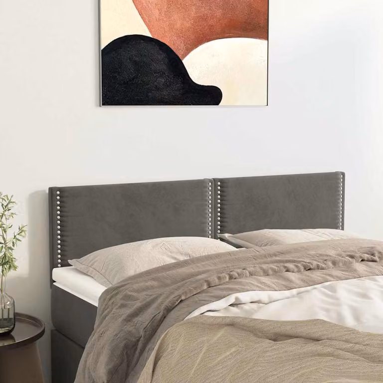 Testiera per letto vidaXL in velluto grigio scuro, L: 144 cm, P: 5 cm, H: 78-88 cm