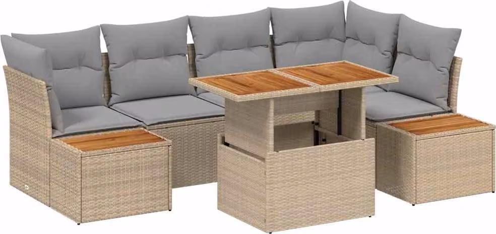 Set Divano da Giardino 10 pcs Beige Poly Rattan