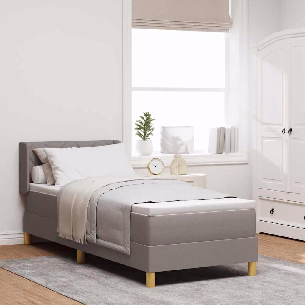 Maison Exclusive - Letto boxspring con cuscini e testiera color taupe, 200 x 80 cm, tessuto
