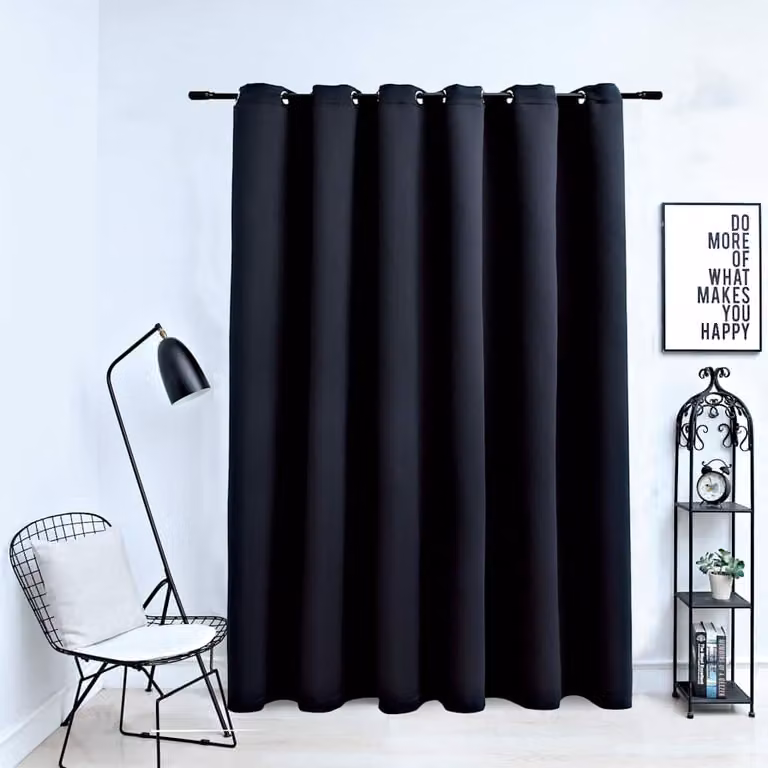 vidaXL Tenda Oscurante Nera con Anelli in Metallo L: 290 cm, H: 245 cm