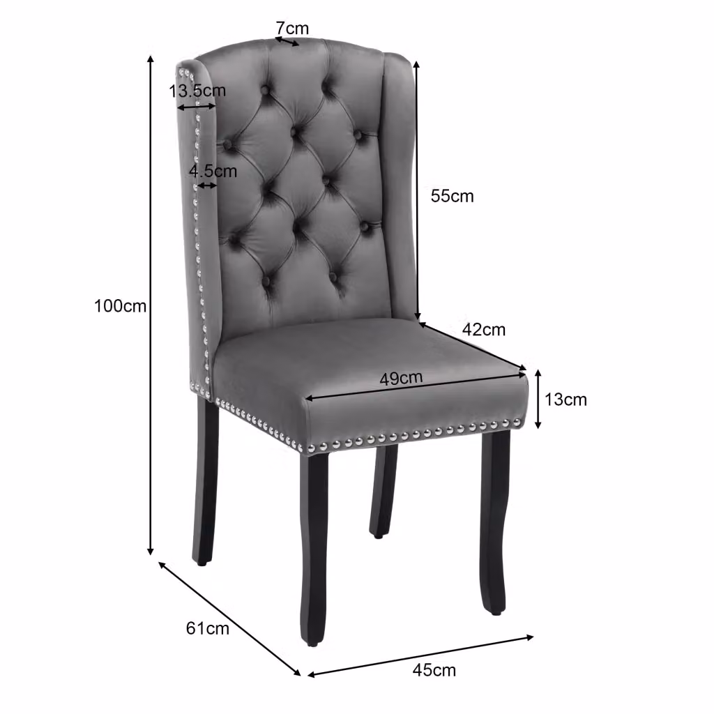 Set di 4 sedie da pranzo REDOM in velluto grigio con struttura in legno di quercia e metallo – 2