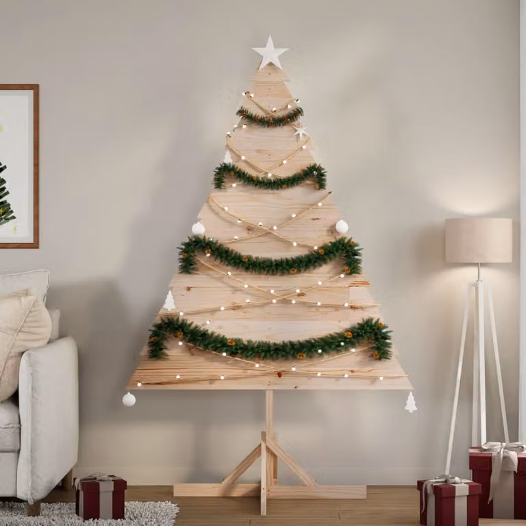 Albero di Natale decorativo in legno massello vidaXL marrone, Altezza: 180 cm