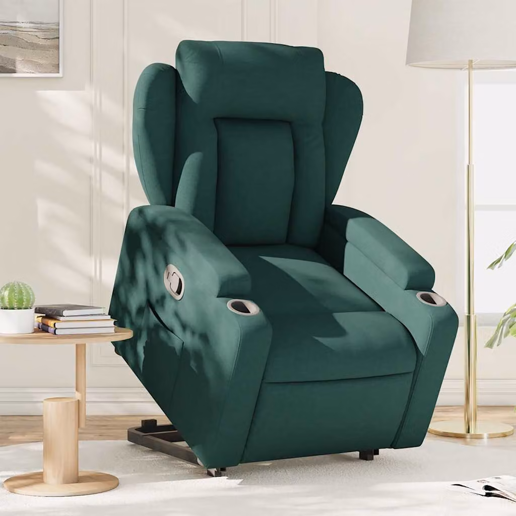 vidaXL Poltrona Alzapersona Reclinabile Verde con Assistenza Elettrica e Braccioli – 1