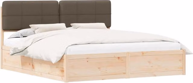 Letto matrimoniale | Letto per adulti | Letto con Testiera Rivestita Talpa 180 x 200 cm Pino massello