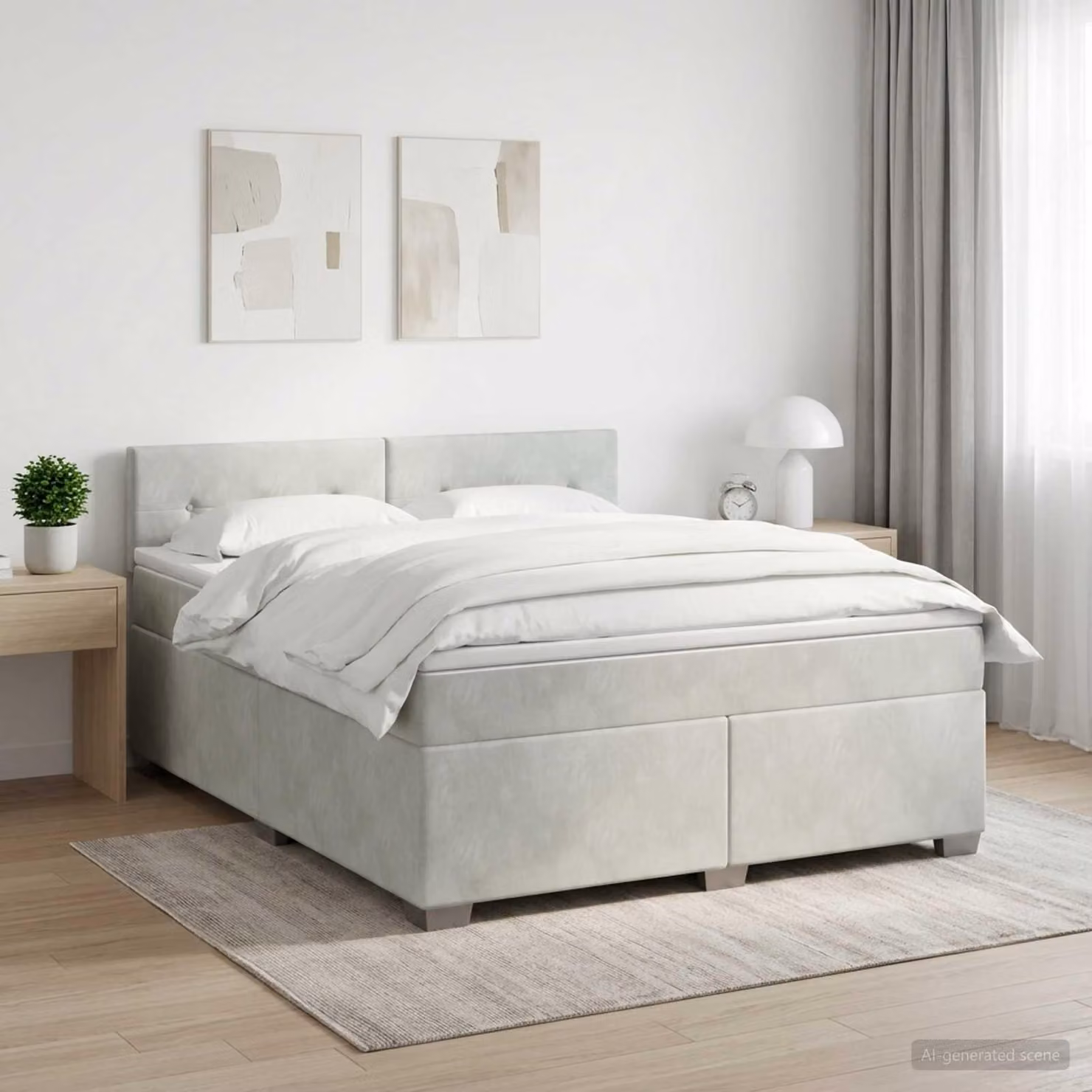 Maison Exclusive - Letto boxspring con materasso grigio chiaro 140 x 190 cm velluto