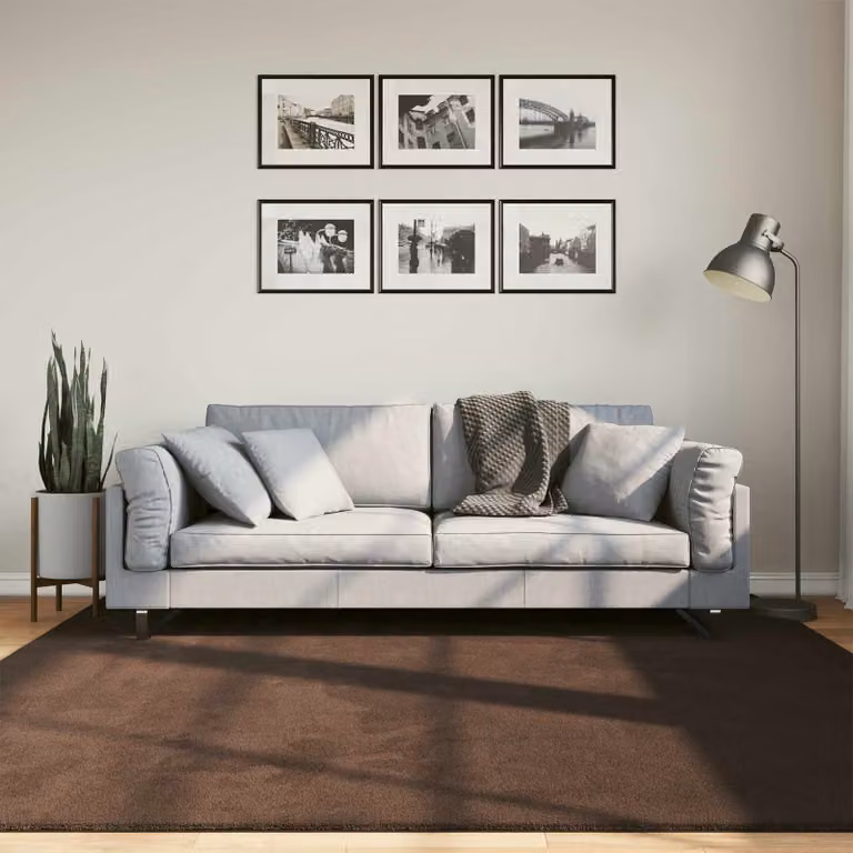 Tappeto quadrato moderno vidaXL HUARTE marrone, lavabile e antiscivolo, 200 x 200 cm