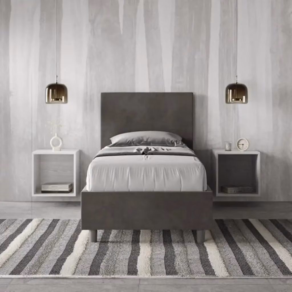Letto singolo contenitore imbottito Ityhome Adele in microfibra grigio L: 90 cm, P: 210 cm, H: 105 cm – 2