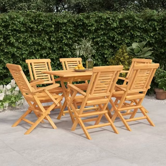 Set da Pranzo da Giardino 7 pz in Legno Massello di Teak 3155002
