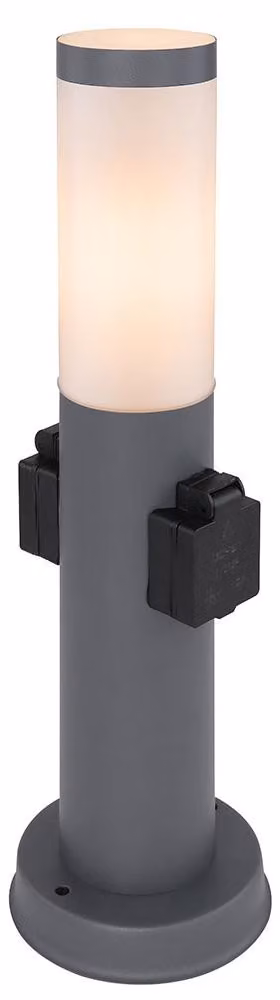 Battiscopa LED RGB, acciaio inox, 2x prese, H 45 cm