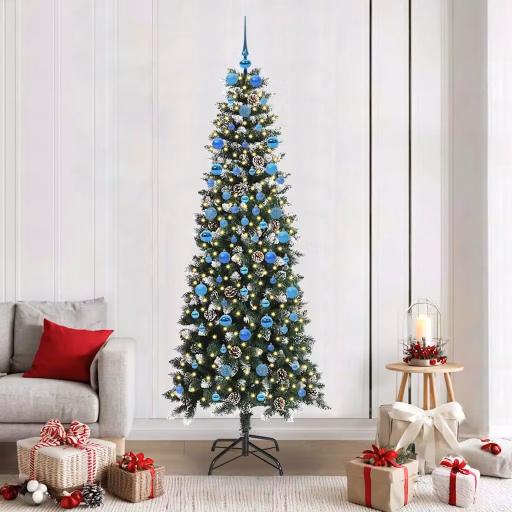 Albero di Natale artificiale vidaXL Verde con luci LED warm white Altezza: 210 cm
