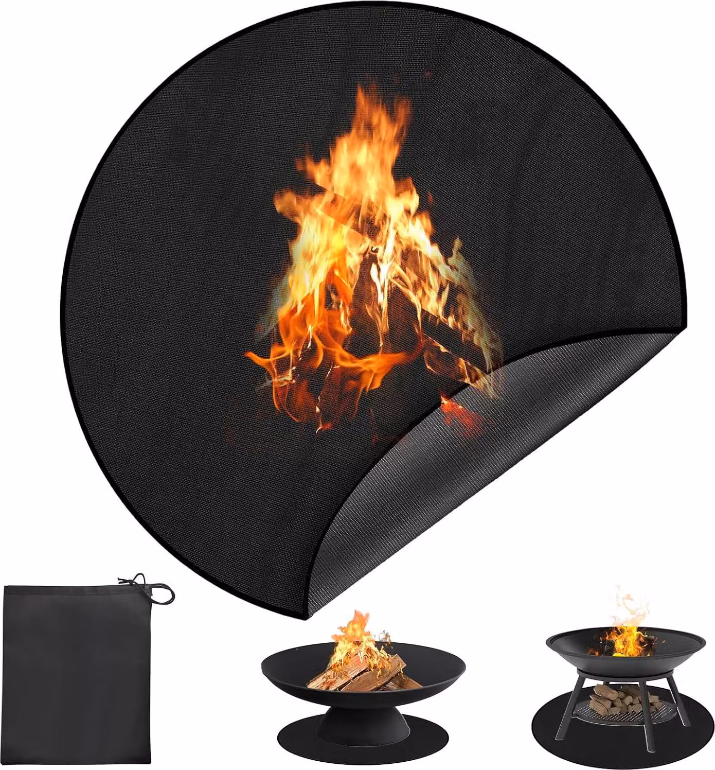 Tappetino resistente al calore per barbecue, in fibra di silicone, rotondo, diametro 96 cm, ideale per terrazza e giardino