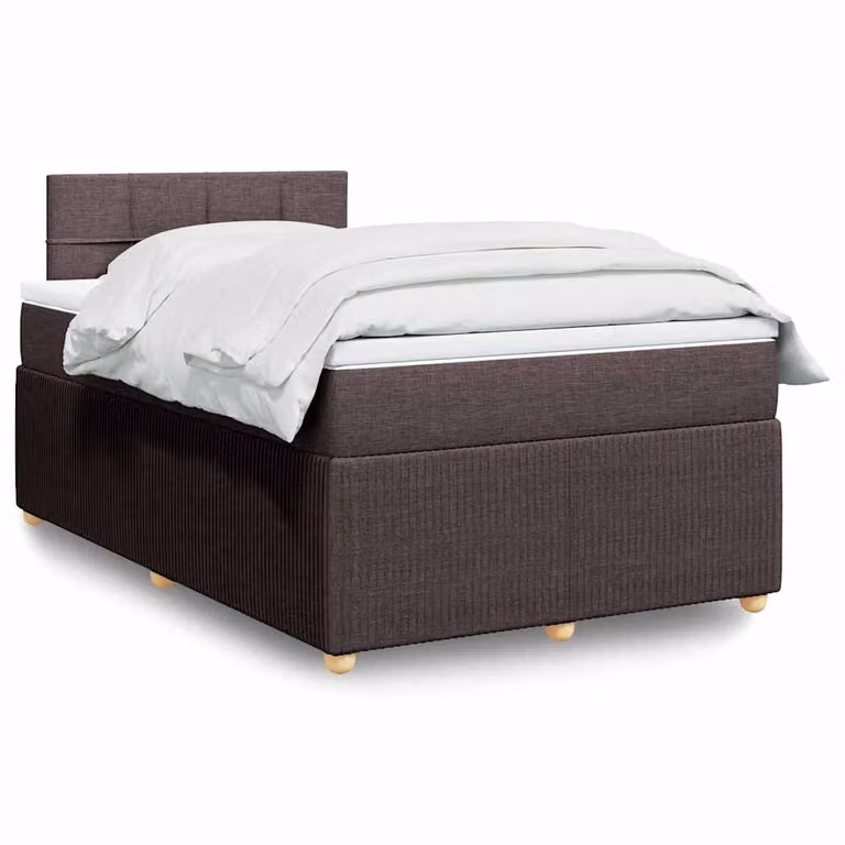 vidaXL Giroletto a Molle con Materasso Ibrido in Tessuto Marrone e Bianco L/P/H: 200 x 120 x 100,5 cm