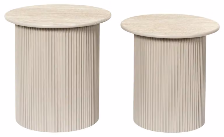 HowHomely | Tavolino da caffè - Tavolino da salotto - Set da 2 pezzi - beige - Tavolino da divano - Tavolino ausiliario - moderno ed elegante - Tavolino