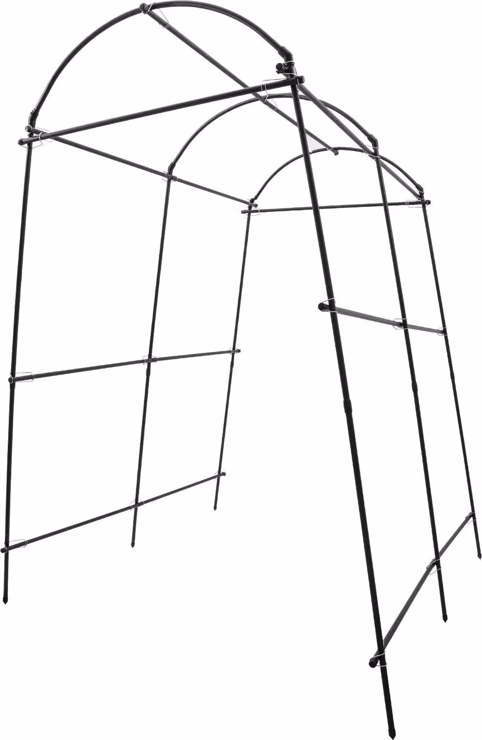 Supporto per piante da giardino, design ad arco, struttura in acciaio resistente, colore nero