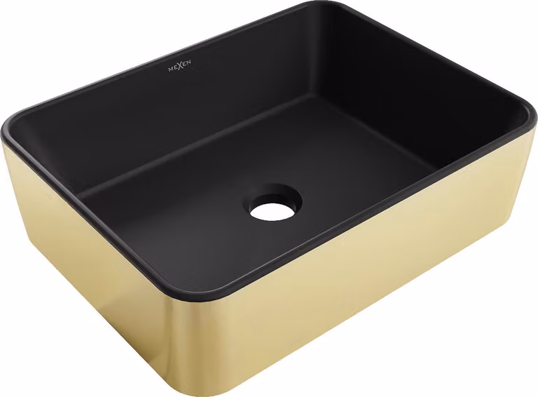 Mexen Catia lavabo da appoggio 48 x 37 cm, nero opaco/oro - 21314876