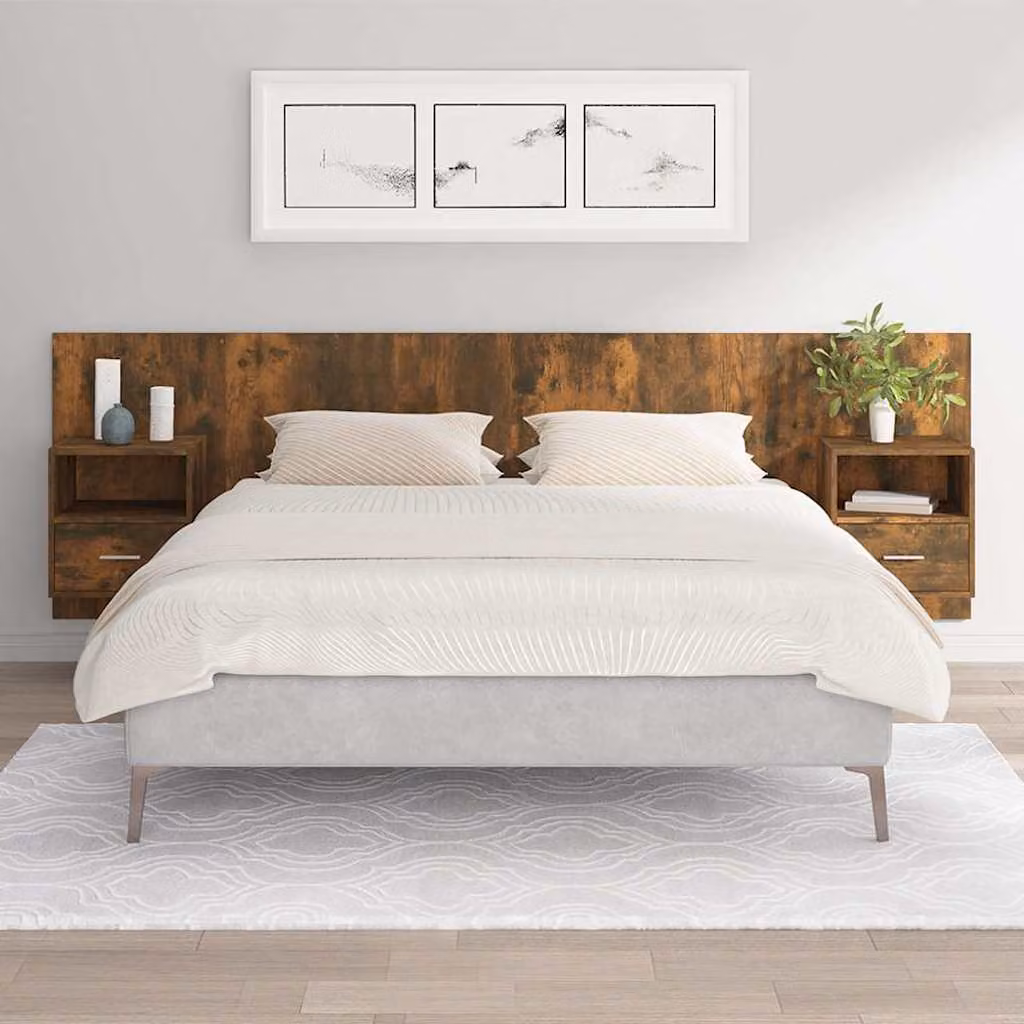 vidaXL Testiera Letto con Comodini Integrati in Legno Marrone L: 160 cm, P: 80 cm, H: 80 cm – 1