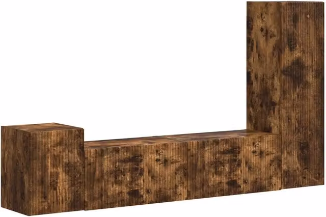 Set mobile TV 4 pz | Armadietto TV | Mobile Porta TV Rovere fum¨¦ Legno multistrato