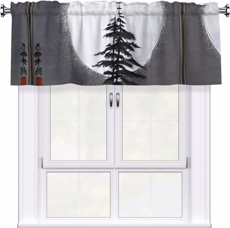 Tenda a balze decorata con motivo a forma di luna crescente, dimensioni 137,2 x 45,7 cm, facile da installare, adatta per cucine, camere da letto e altri ambienti