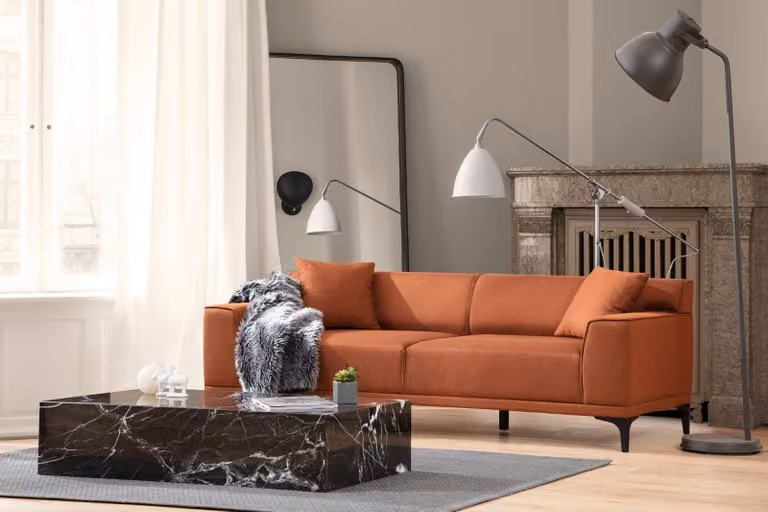 Hanah Home, Petra- ARE1528, arancione, divani letto, struttura: legno di faggio / pannello truciolare