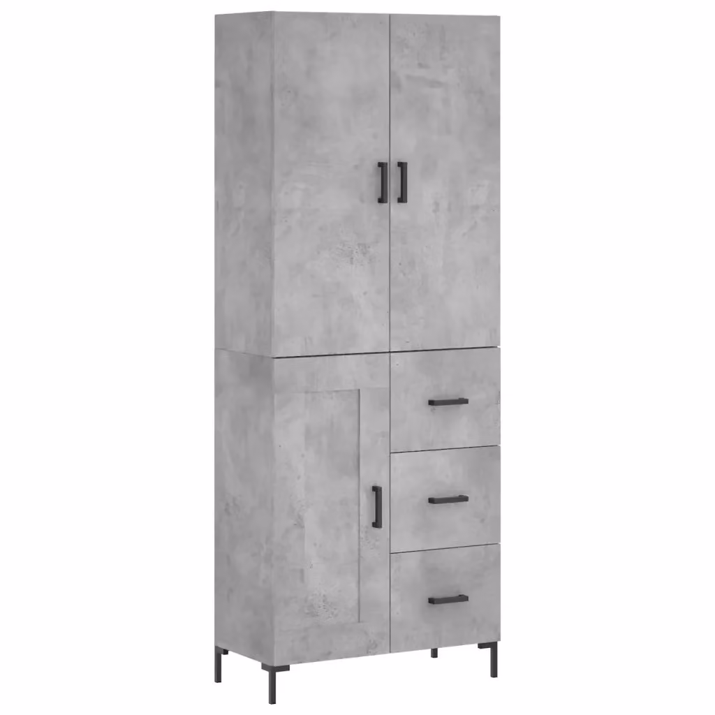 Credenza moderna vidaXL in legno e metallo, colore grigio, L: 69,5 cm, P: 34 cm, H: 180 cm – 2