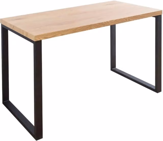 Scrivania retta ZENTOR 128 cm effetto legno chiaro con gambe a U in metallo nero - Stile industriale