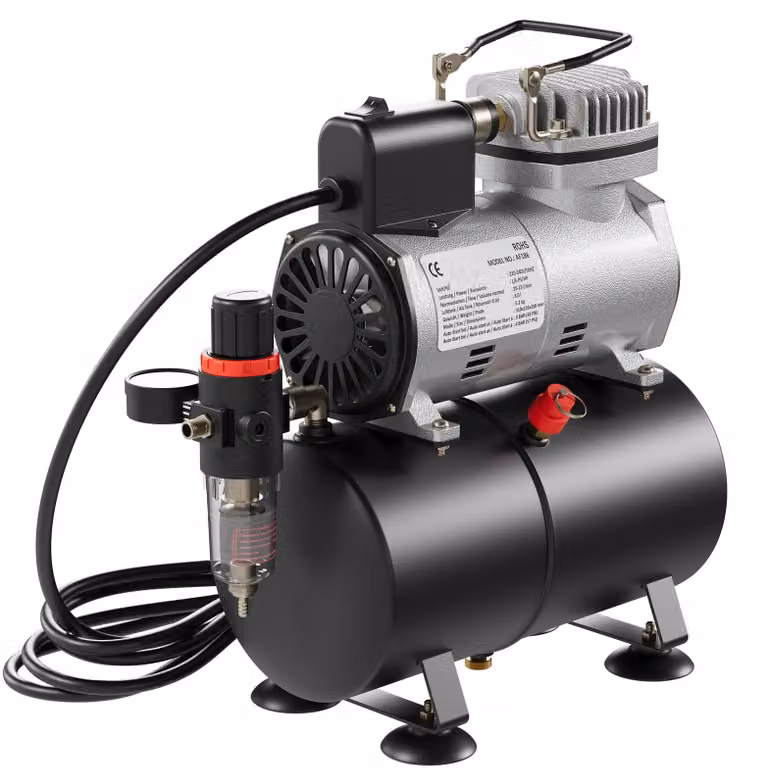 Compressore per aerografo, 4 bar, serbatoio da 3 litri, avviamento e arresto automatici, funzionamento silenzioso