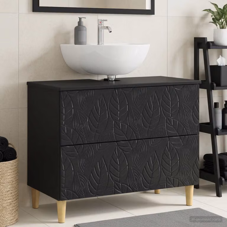 Armadio per lavabo da bagno moderno vidaXL DELFT Nero L: 82 cm, P: 41 cm, H: 59 cm