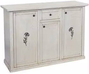 Credenza madia buffet modena in legno bianco anticato decorato