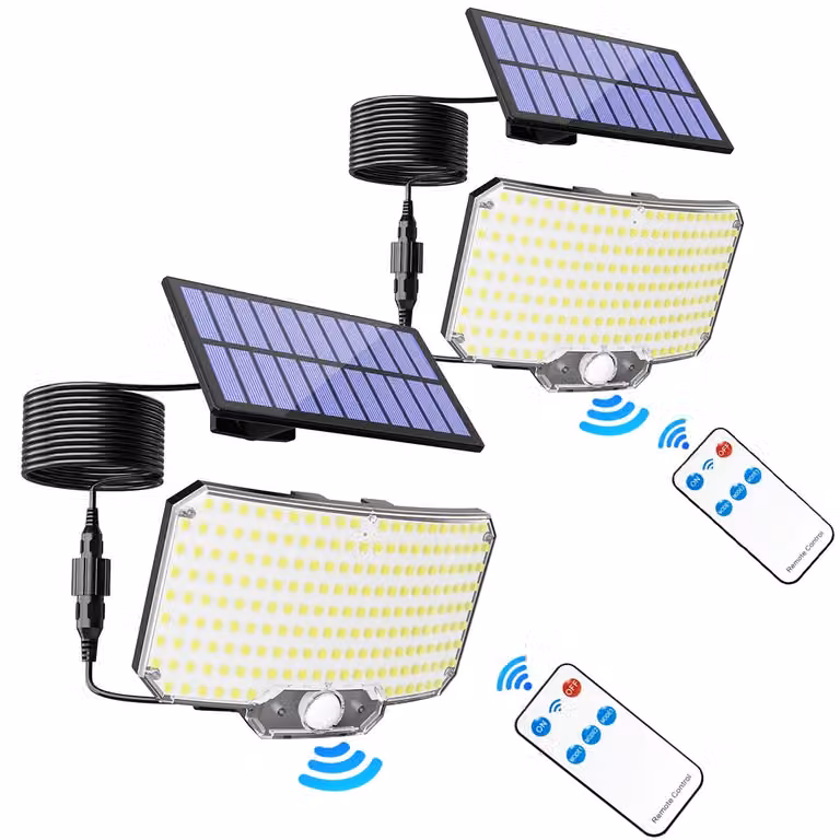 Lampada solare - 234 LED - Lampada da parete esterna - Sensore di movimento - 3 modalità - Impermeabile - 1500 mAh - Confezione da 2
