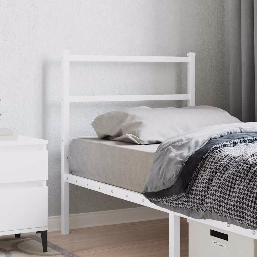 Testiera di ricambio vidaXL in metallo bianco laccato stile classico per camera da letto, L: 80 cm, H: 90 cm, P: 3 cm