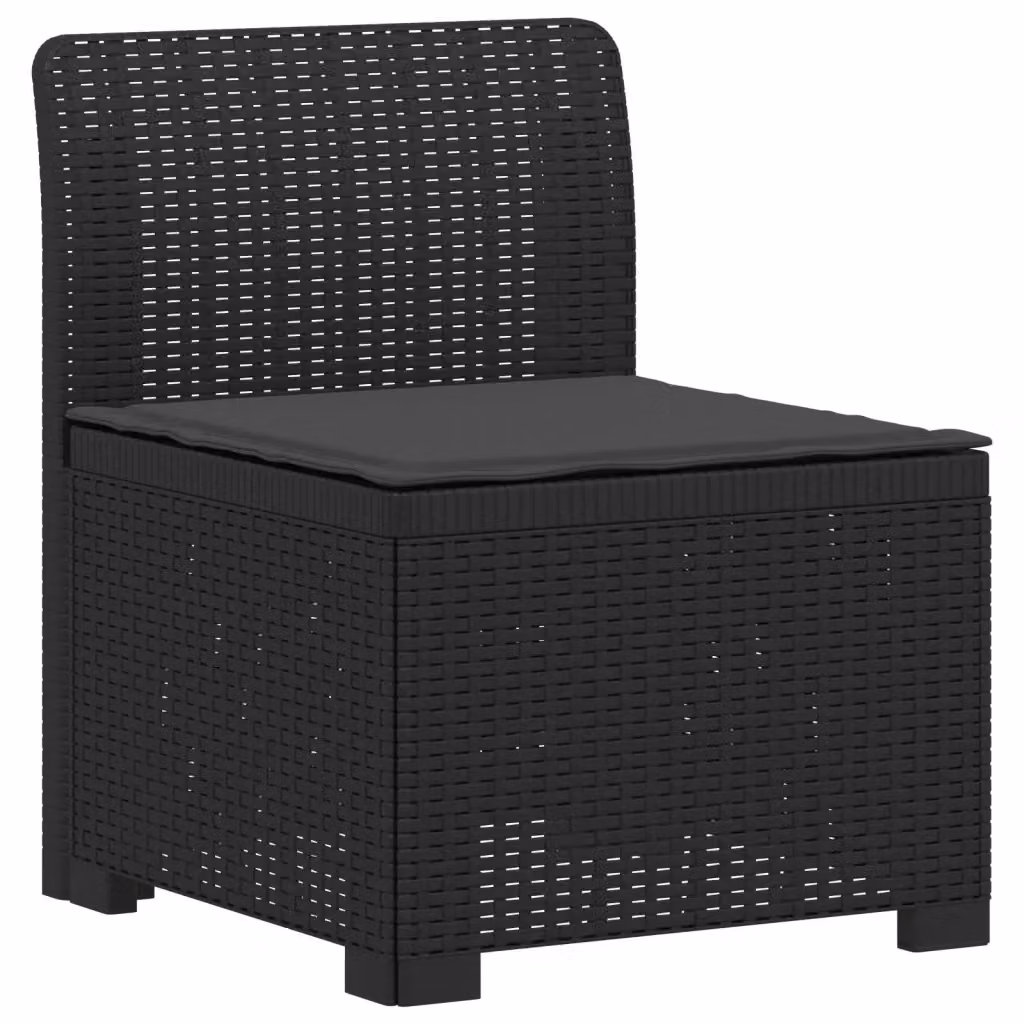Divano da giardino a 1 posto con cuscino in rattan effetto moderno colore antracite e nero L: 70 cm, P: 62 cm, H: 55 cm – 2