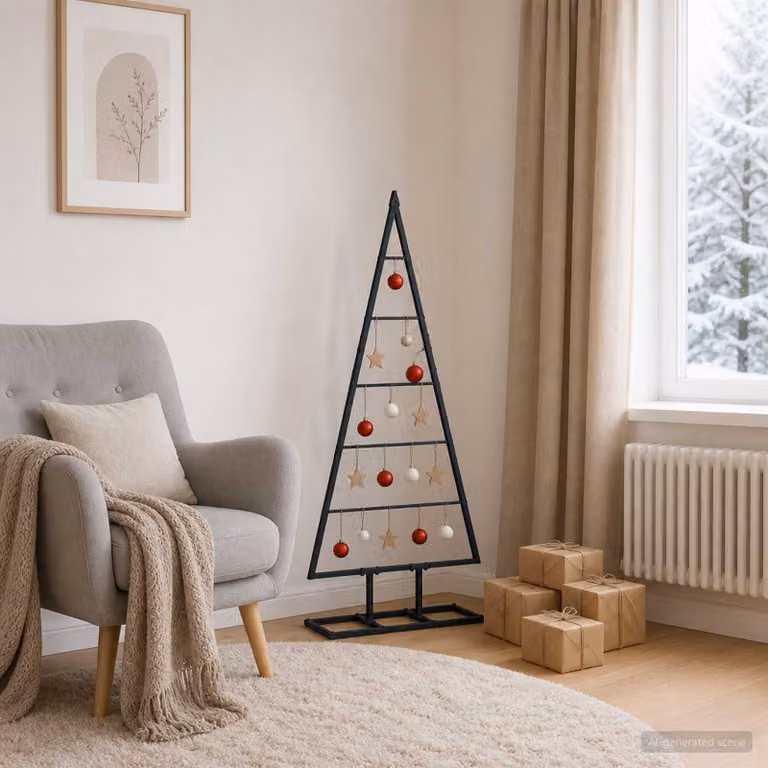 vidaXL Albero di Natale in metallo KUOPIO 125 cm Metallo Nero
