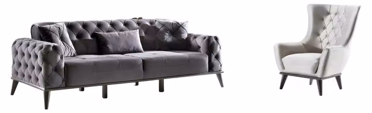 Wohnzimmer-Set 2tlg 3-Sitzer Sofa Sessel Textil Modern 3+1 Sofagarnitur Couch