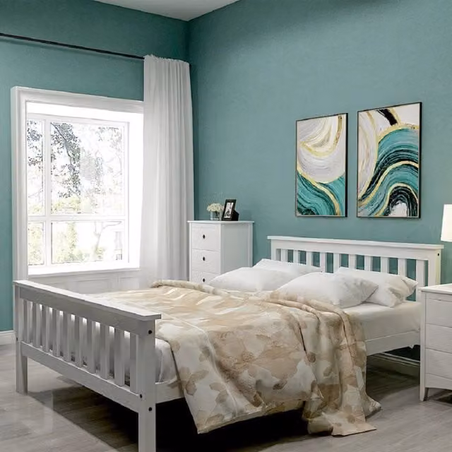 letto in legno massello bianco 148 x 208 cm