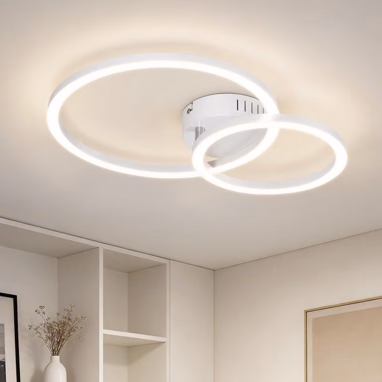 ZMH Lampada da soffitto a LED 40 cm, 23 W, per cucina e soggiorno, 4000 K, con 2 anelli, bianca