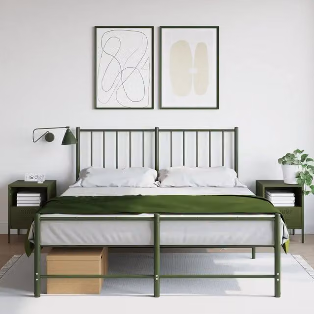 Set di 2 comodini Design Mania in metallo verde oliva opaco L/P/H: 36 x 39 x 50,5 cm