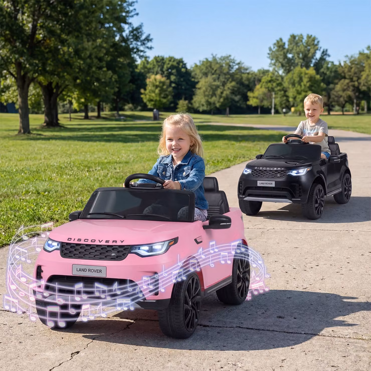 Auto elettrica Costway Land Rover rosa con telecomando e musica per bambini dai 3 anni in su