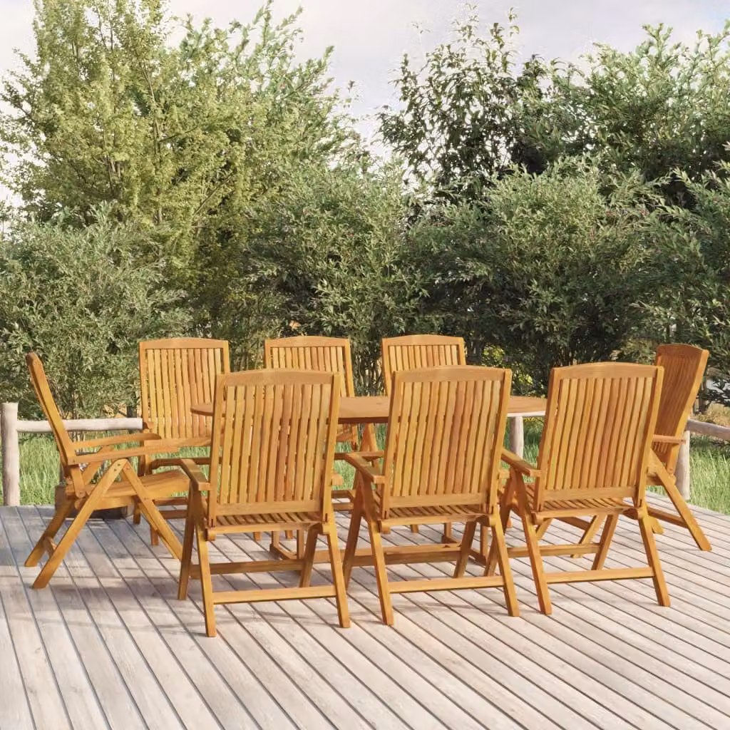 Set da pranzo per giardino vidaXL in legno di teak marrone, 9 pezzi