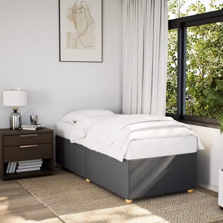 Giroletto senza materasso vidaXL in tessuto grigio con doghe in legno, L/P: 90 x 190 cm