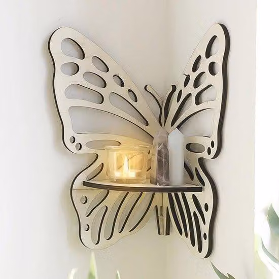 Mensole sospese in legno - Pannelli sospesi per parete - Espositori a parete per camera da letto, bagno e cucina - Decorazione murale multifunzionale - Bianco - 1 pezzo