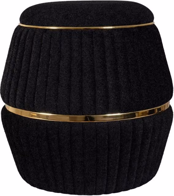 Pouf Doric 210 nero e oro con lavorazione a coste