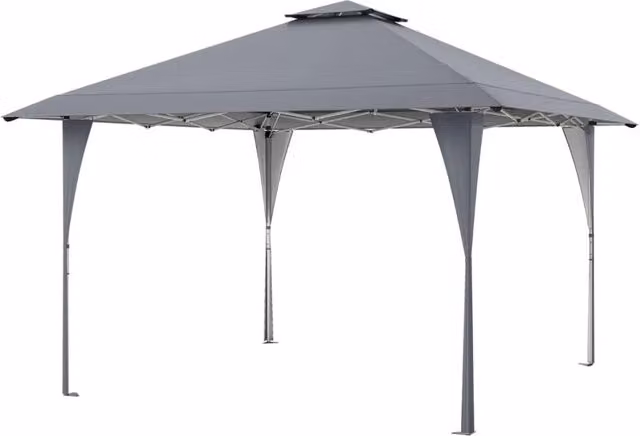 Gazebo da giardino HELLOSHOP26 in tessuto Oxford grigio con struttura in metallo L: 395 cm x P: 395 cm, H: 280 cm